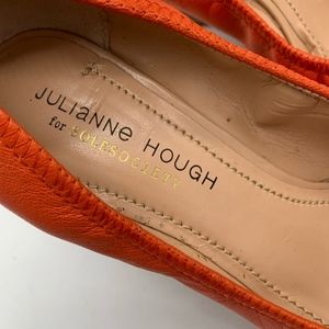 Sole Society and Julianne Hough orange peep toe stacked wedge 70's style